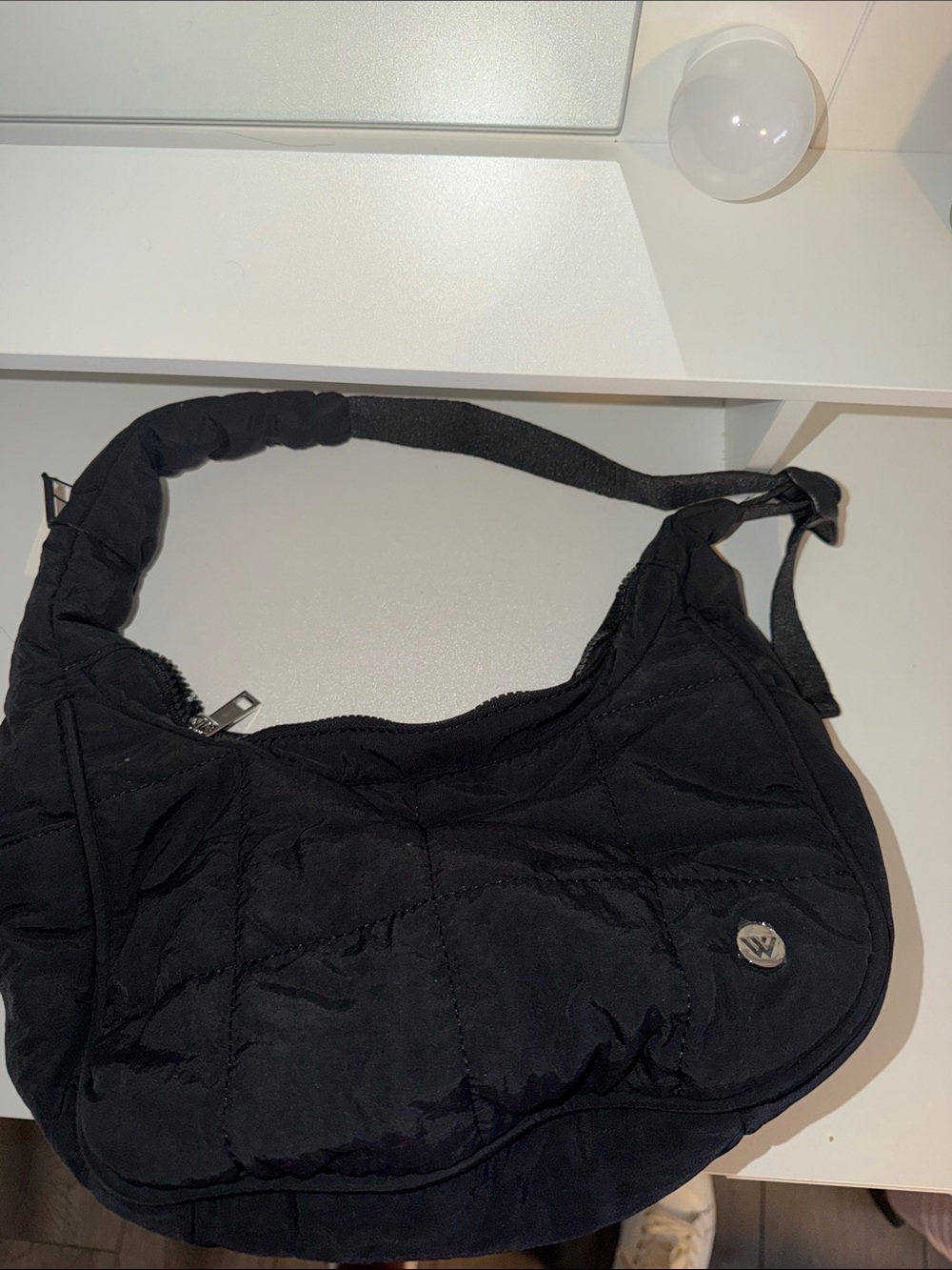 Quilted Shoulder Bag in Black - Women's Everyday Hobo